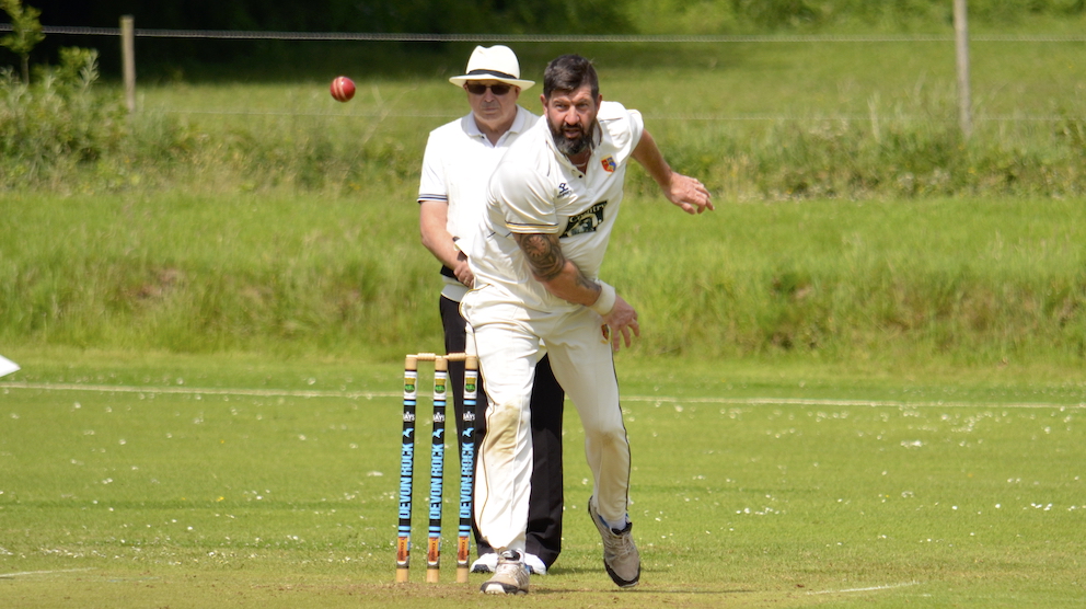 Tavistock 2nd XI seamer Wayne Downham – five wickets in the win over Dartington & Totnes<br>credit: Conrad Sutcliffe - no re-use without copyright owner's consent