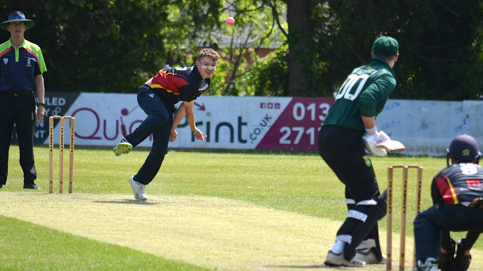 Exeter's Will Price bowling to Cornwood's Matt Butterworth
