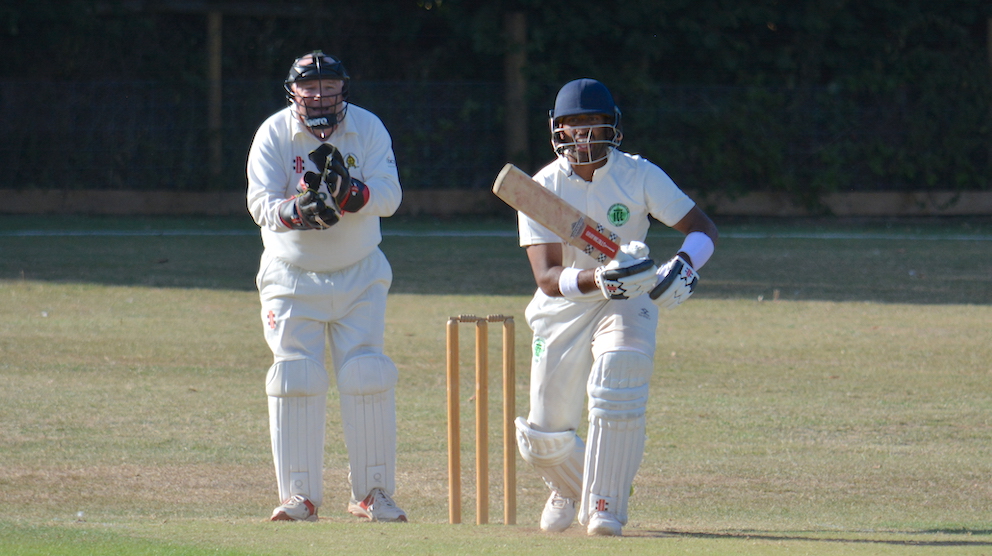 Ivybridge batter Abraham Kopparambil on the way to 41 against Abbotskerswell 