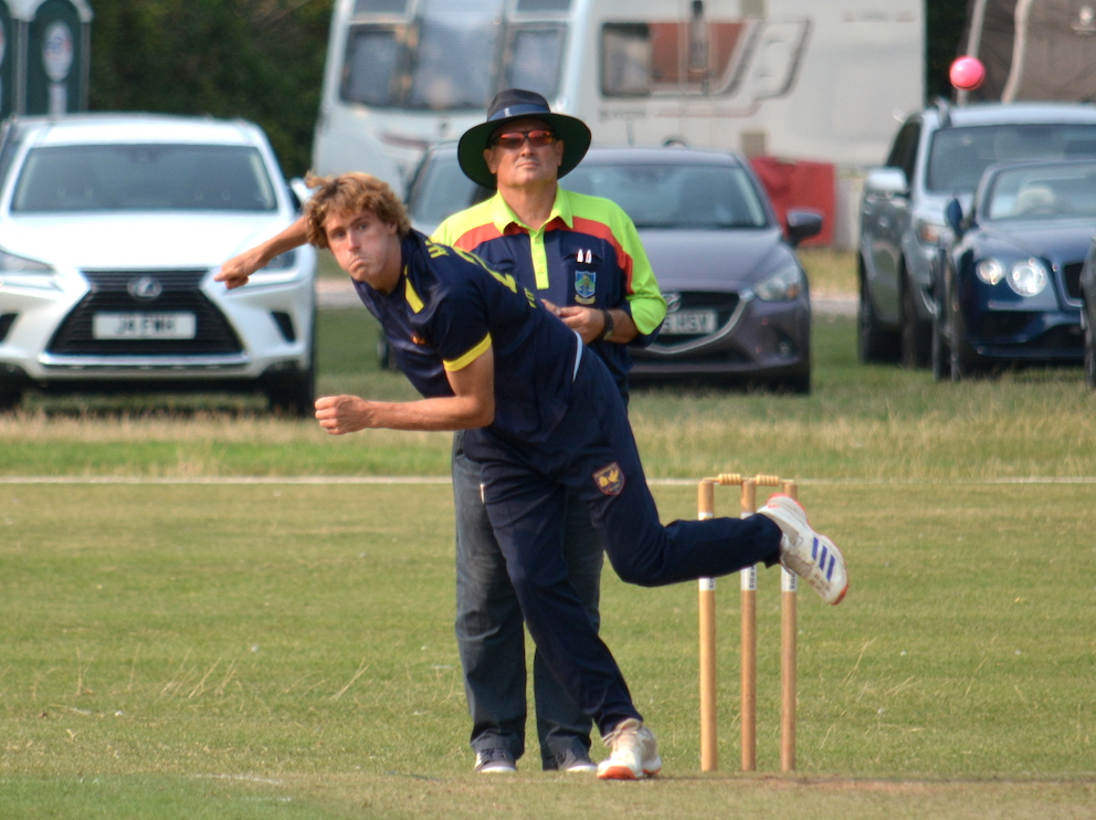 Elliot Hamilton, the only Plympton bowler to escape the lashing handed out by T&K's Josh Thompson