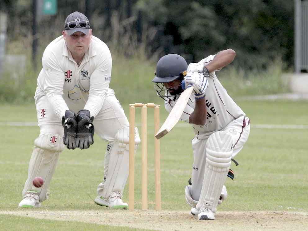 Plymouth CS&R batter Ritesh Dubey plays it safe as he approaches a half-century against Babbacombe
