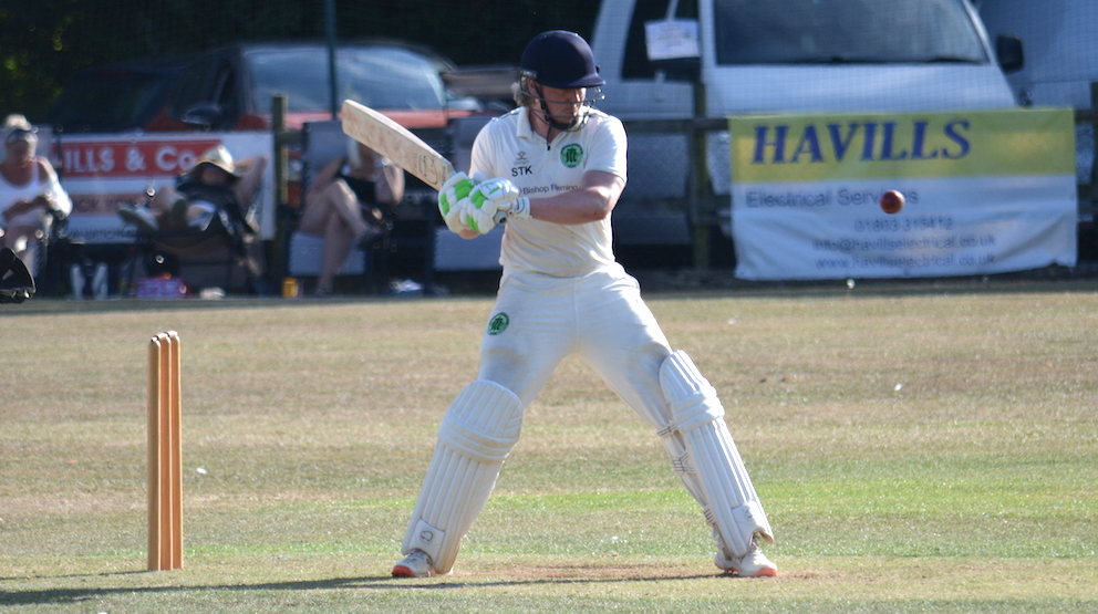 Ivybridge batter Sam Kidd shapes up to have a go at the Abbotskerswell batting 