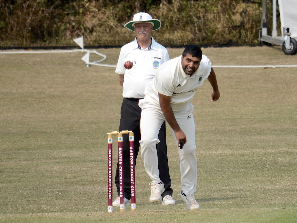 Barton's Sree Sankaranaryanan during his second spell against Kenn