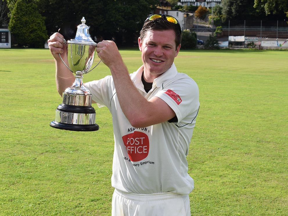 Flashback! Ashburton's Cloys White with the Aaron Printers Cup following the win over Stoke Gabriel in the 2020 final