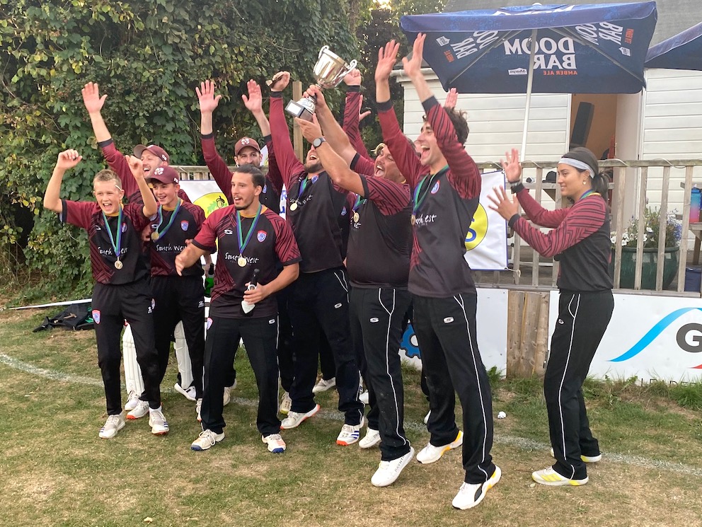 Celebration time for CSG after their win over Cornwood in the Tidball Insurance Services Cup final