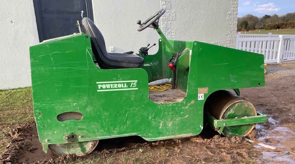 Stuck in the mud. Tavistock's pitch roller after a close encounter with Andy Gauler