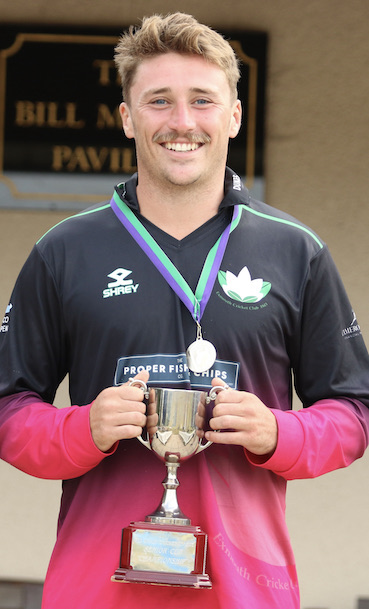 Fin Marks with the Devon T20 Cup Exmouth won in 2024 and 2025