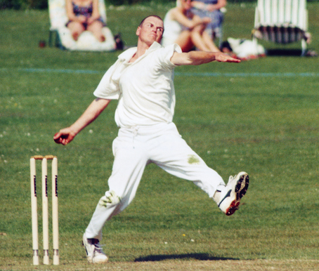 Torquay's Emmett Craig hurls down a delivery against Barton in 1998