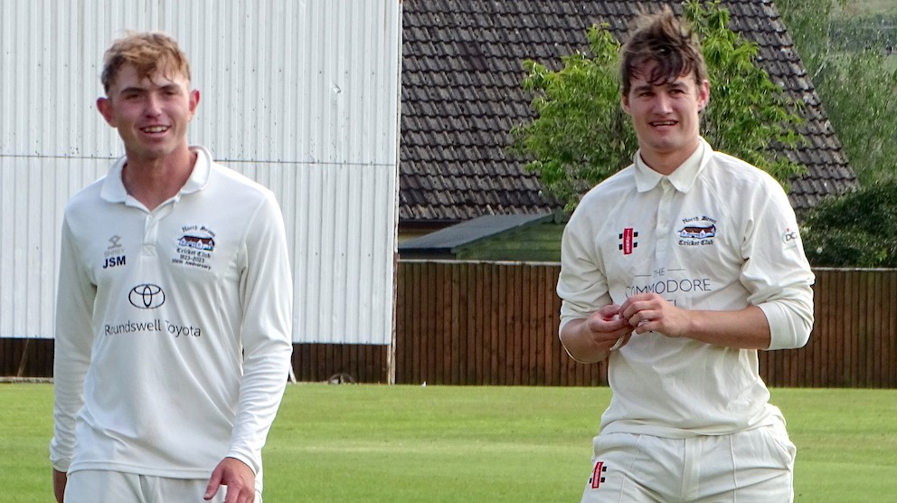 North Devon duo Jack Moore (left) and Tom Ansell – among the runs against Ivybridge<br>credit: D T Sports Photography North Devon duo Jack Moore (left) and Tom Ansell – among the runs against Ivybridge<br>credit: D T Sports Photography