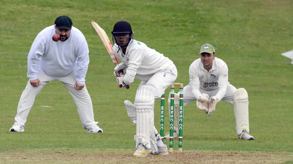 North Devon's Navindu Vanderbona, who top scored in the win over Woodbury & NSC<br>credit: Conrad Sutcliffe - no re-use without copyright owner's consent