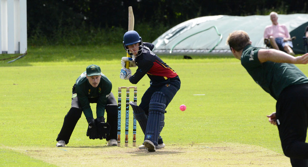 Exeter's Oli Gribble on the way to a half-century against Cornwood