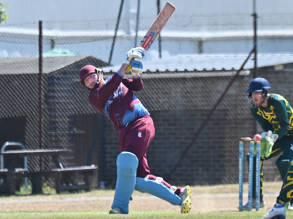Timber! Torquay & Kingskerswell's Dan Western has just been bowled by Bovey's Ollie Cliford-Bourne