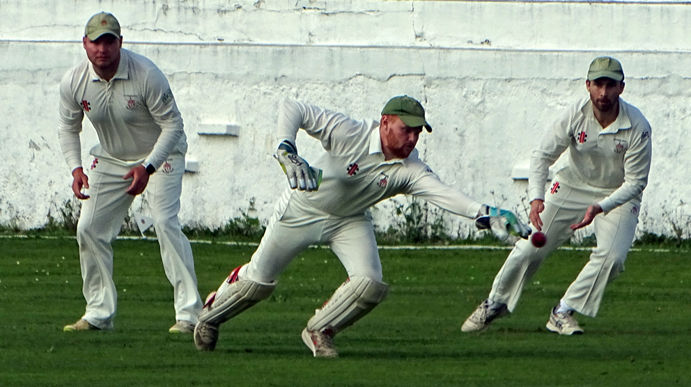 File photo of Hatherleigh keeper Niall Leahy in action. To his right is Gareth Tidball | Photo: Fiona Tyson