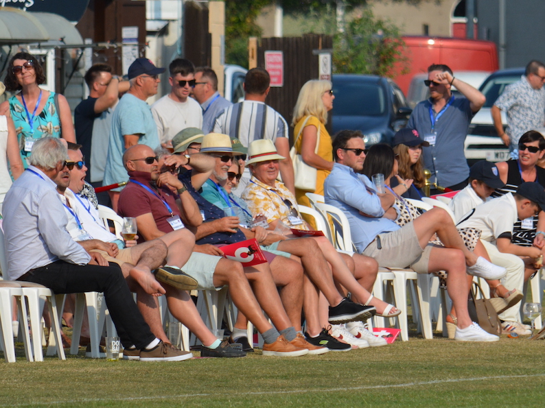 Spectators soaking-up the big-match atmosphere in the hospitality enclosure the last time Somerset visited South Devon CC