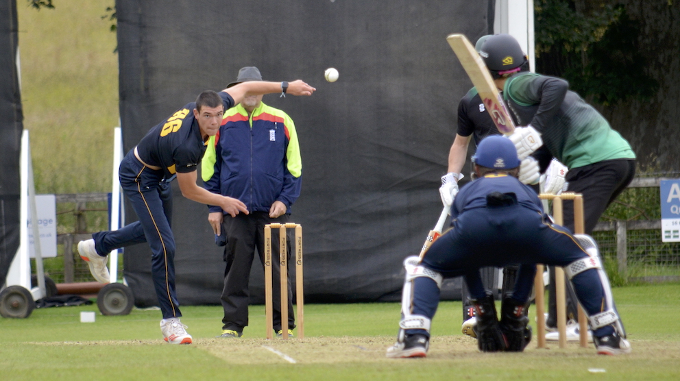 Recalled: Jon Triner, pictured bowling against Dorset in the corresponding match last season<br>credit: Conrad Sutcliffe - no re-use without copyright owner's consent Recalled: Jon Triner, pictured bowling against Dorset in the corresponding match last season<br>credit: Conrad Sutcliffe - no re-use without copyright owner's consent
