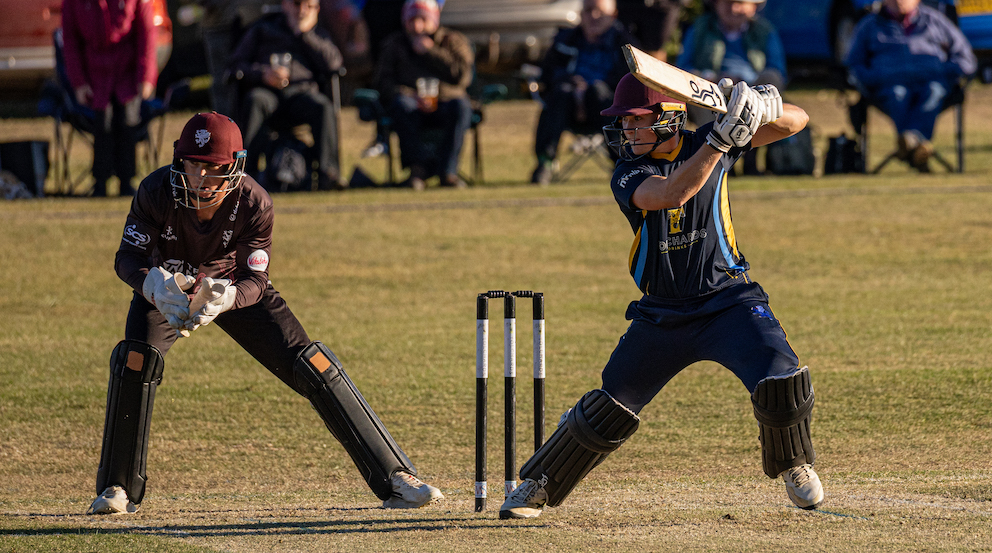Devon's Seb Linnitt takes charge of the bowling against his former Somerset team-mates<br>credit: Julen Beer/DCF