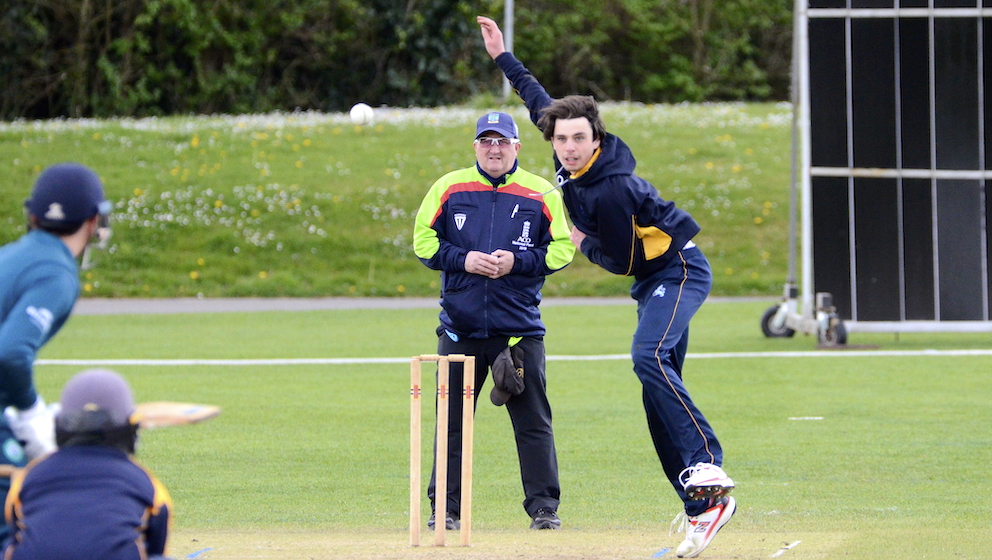 Callum Harvey spinning away for Devon against Exeter University