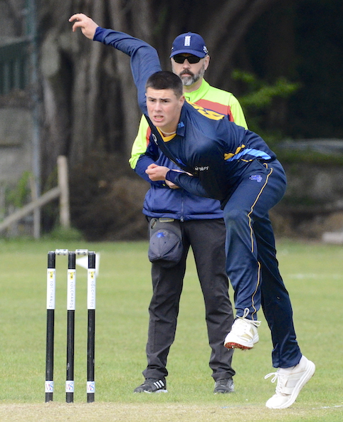 Matt Whalley during his miserly spell against Herefordshire