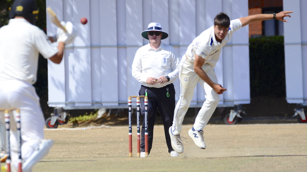 Devon's James Matravers during the afternoon spell that brought him two Berkshire wickets