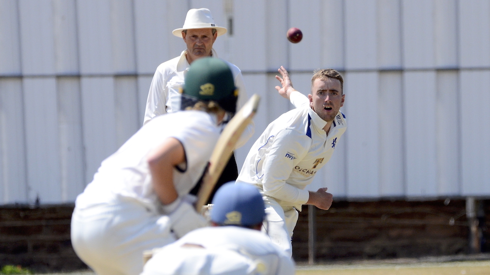 Six of the best! Devon spinner Sam Read, who took six for 99 in Herefordshire's second innings<br>credit: Conrad Sutcliffe - no re-use without copyright owner's consent
