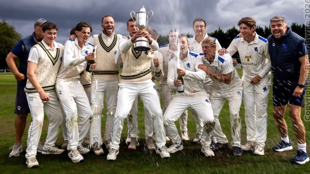Devon celebrate on the pitch after beating Buckinghamshire in the Cluberly Championship play-off game | Roger Byrne<br>credit: www.rogerbphotos.co.uk
