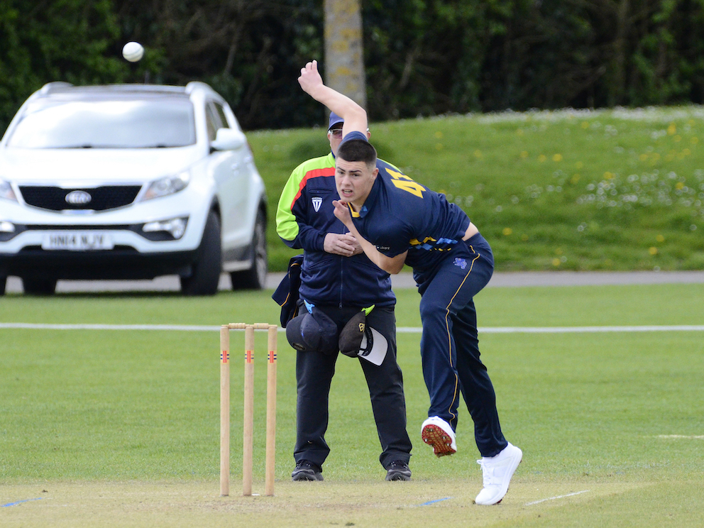 Devon's Matt Whalley keeping it tight during his spell against the Students