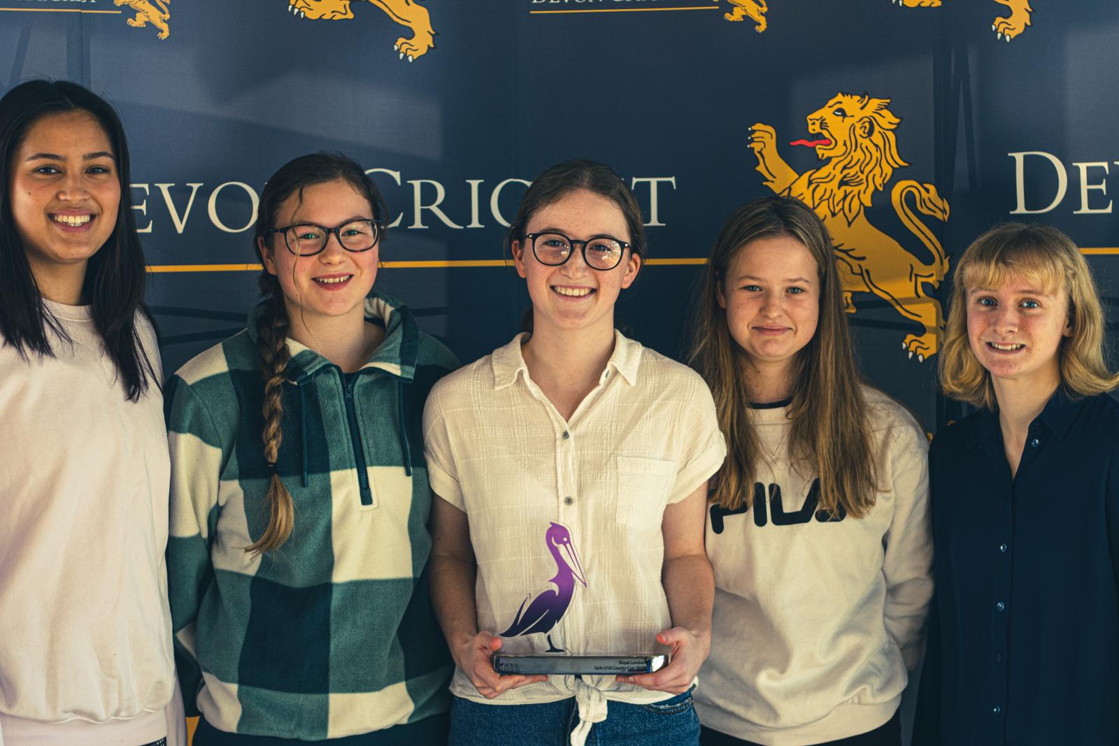 The Under 18s Girls with the ECB Royal London County Cup.