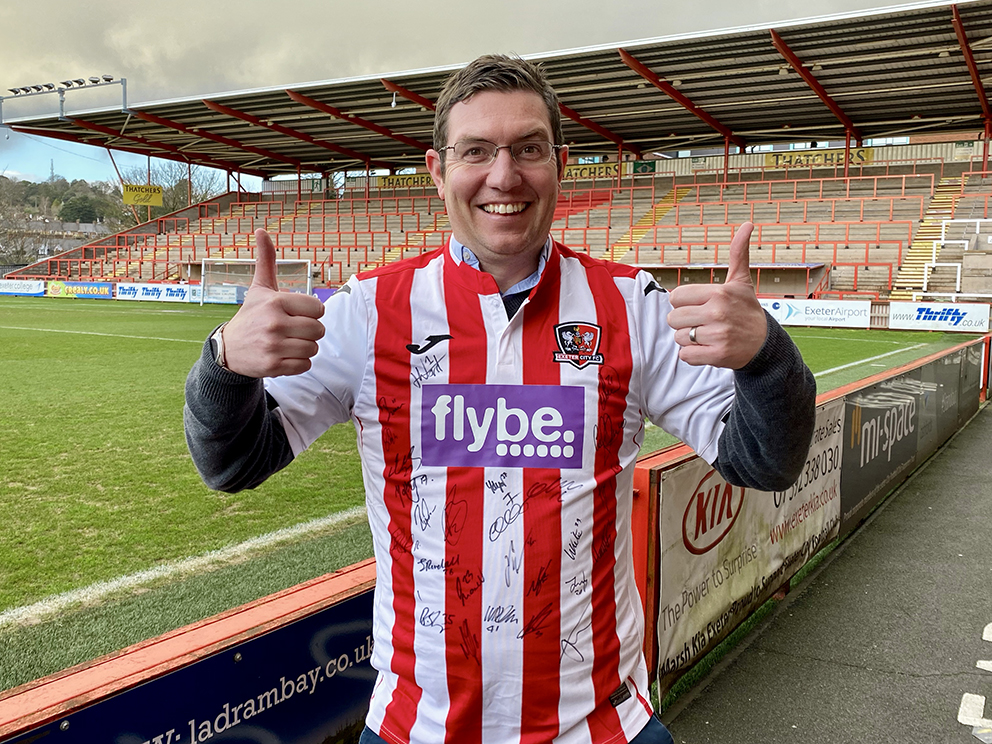 Exeter City's newest supporter, lifelong Plymouth Argyle fan James Bogue<br>credit: Mark Tyler