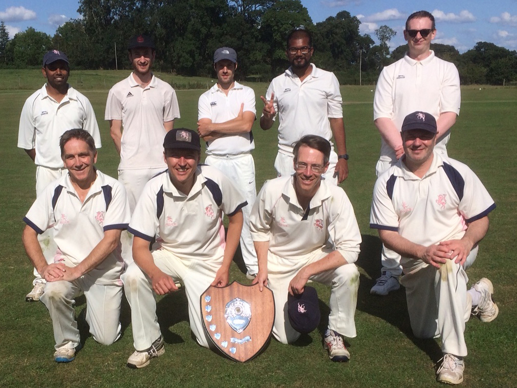 Exeter Erratics with their winners' shield. Back )left to right): Jayakrupakar Nallala, Matt Crawford, Ben Youngman, Rithvik Gutha, Alex Thomas. Front: Jonathan Kirby, Mark Hailwood, Chris Ferro, Dominic Prosser