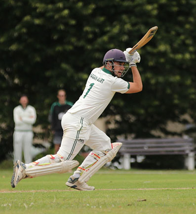 Plymouth's Joe Hagan-Burt has the Sidmouth fielders chasing leather