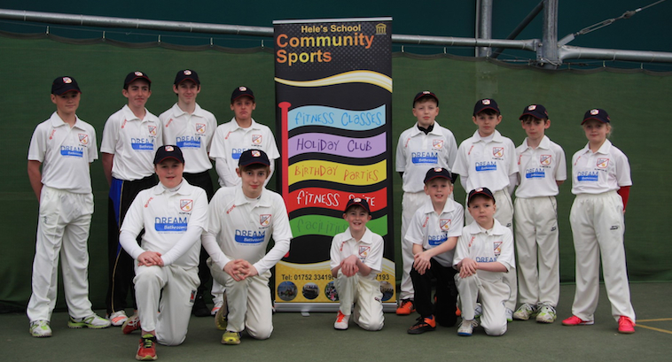 Some of the Plympton youth players who had winter net sessions at Hele's school