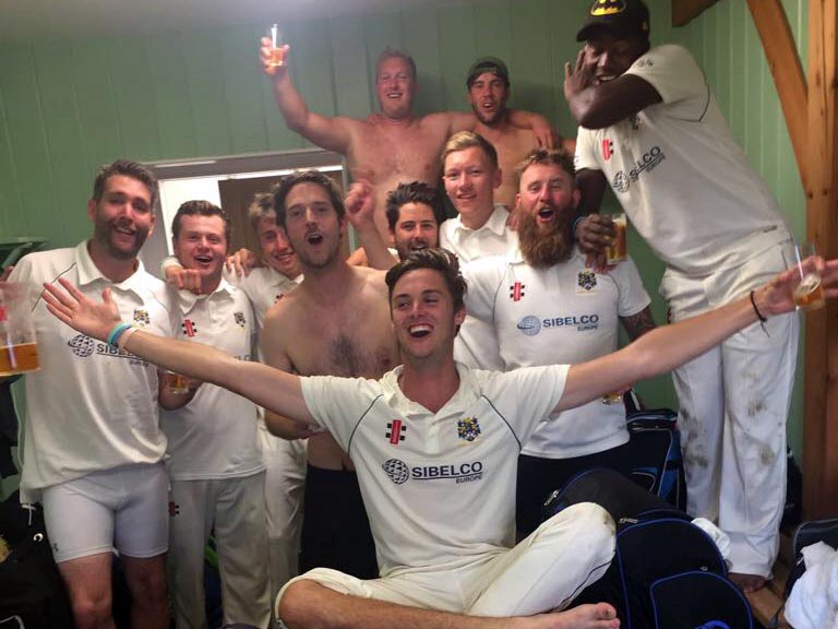 Matt Golding leads the celebrations in Bovey's dressing room after the win over Heathcoat that clinched the Premier title Matt Golding leads the celebrations in Bovey's dressing room after the win over Heathcoat that clinched the Premier title