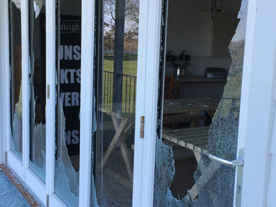 The smashed bi-fold doors