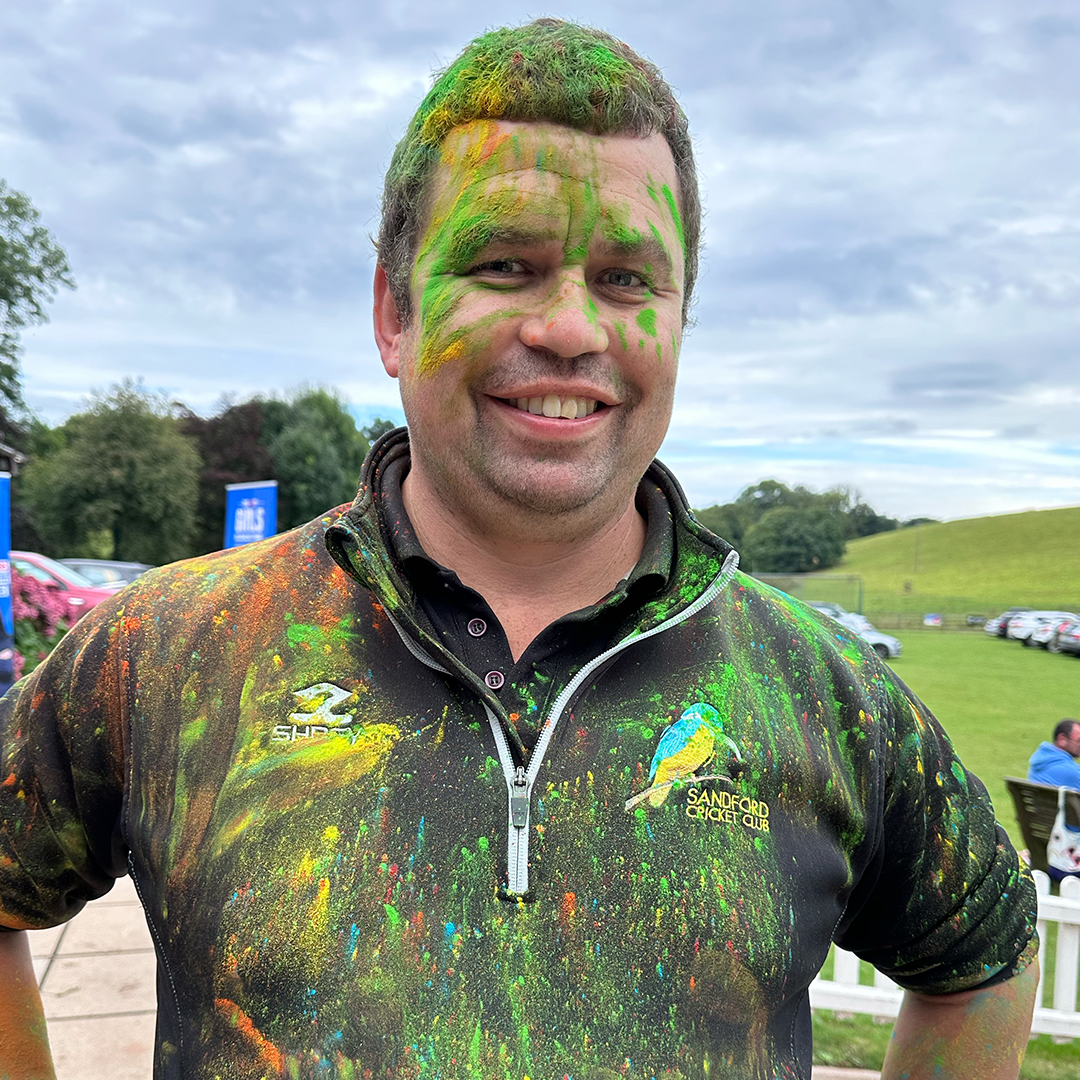 Sandford CC's Chris Blake at Colour Me Cricket 2024.