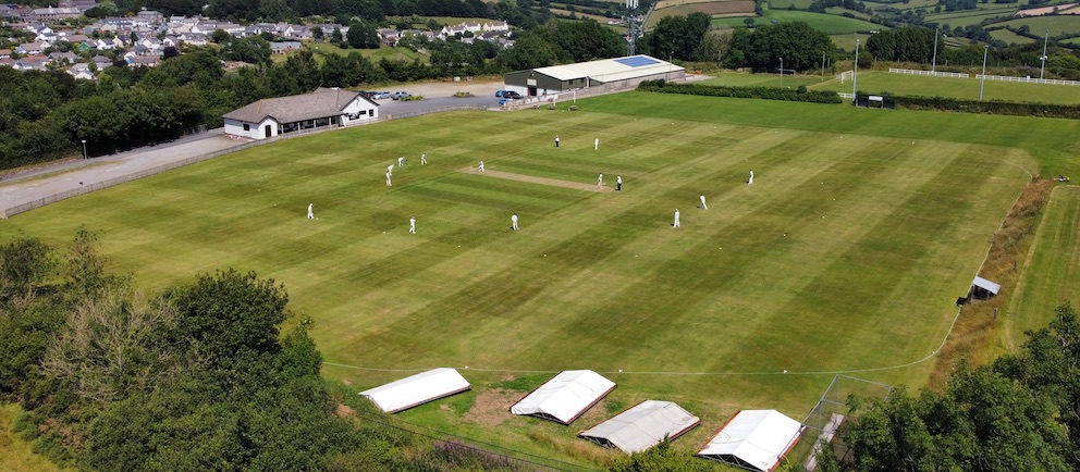 A birds'-eye view of Rocks Field during the game against St Marychurch