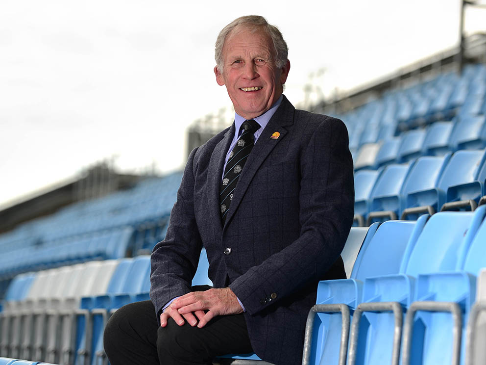 Bob Staddon in presidential mode in the grandstand at Sandy Park Bob Staddon in presidential mode in the grandstand at Sandy Park