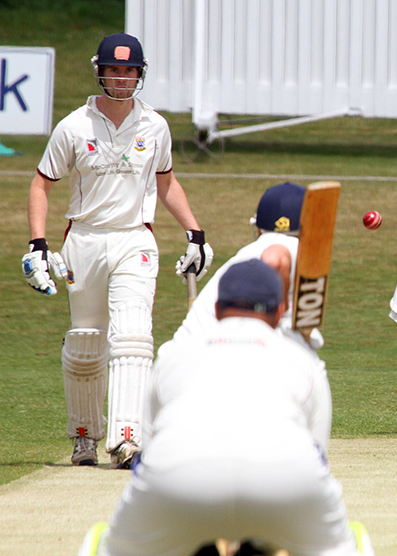 Mitch Pugh at the non-striker's end