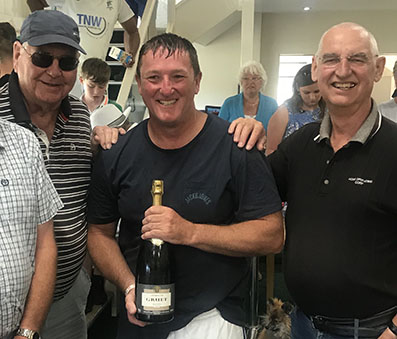 Man of the match Adrian Pullin flanked by award judges Pat Collings (left) and Brian Edwards