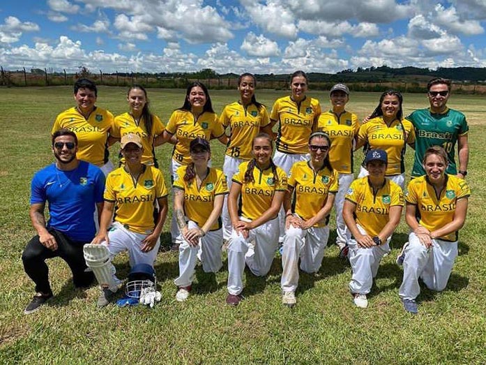 Liam Cook (back row, far right) with members of the Brazilian squad