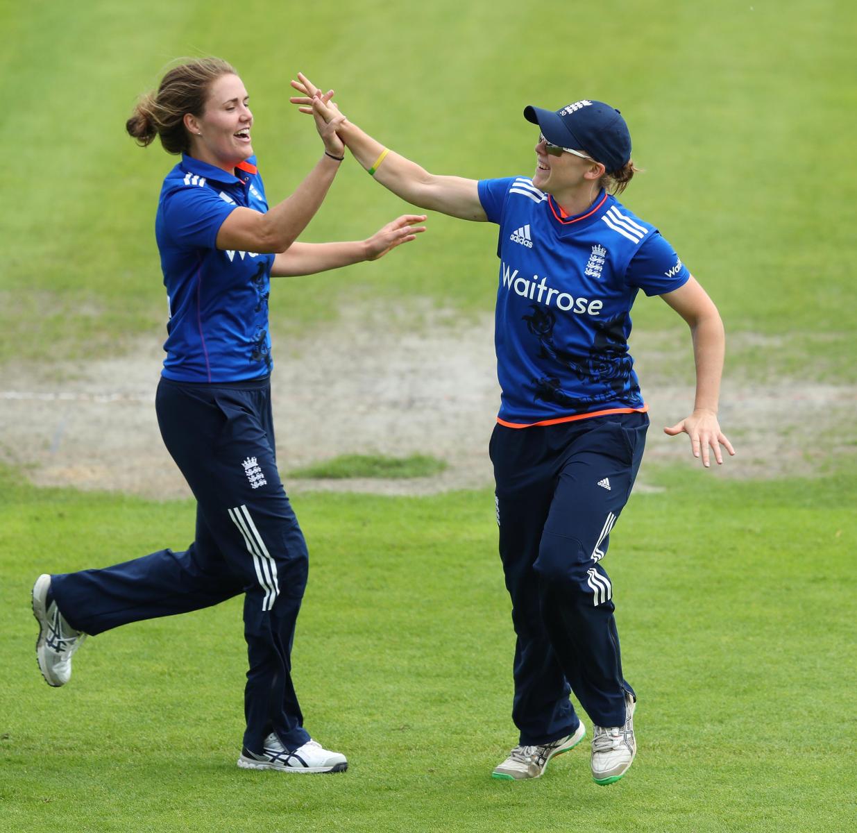 Heather Knight and Natalie Sciver celebrate another Pakistan wicket going down ECB/Getty Images