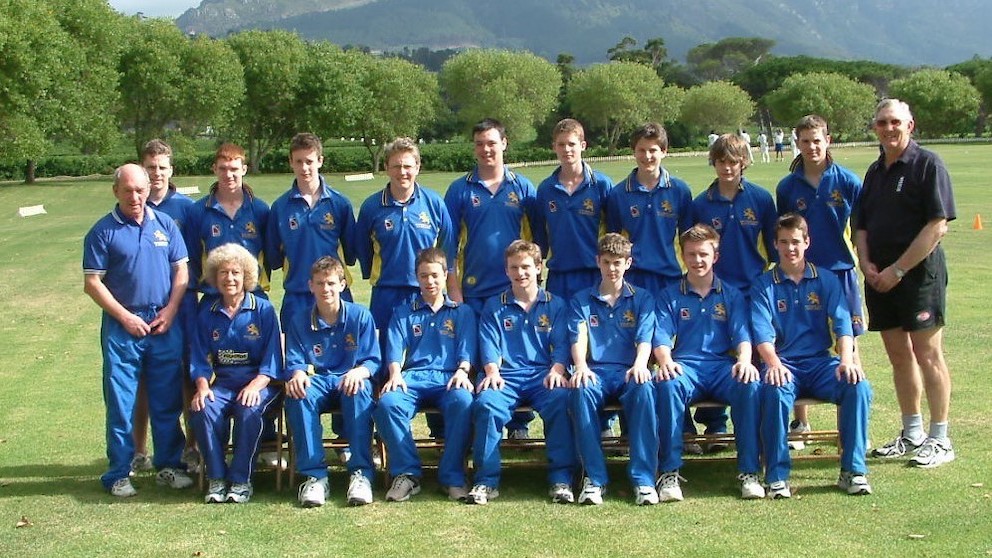 Alan Swift (front row, far left) pictured with the 2004 South African touring party