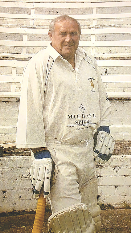Rodney Bowden about to go out to bat for Devon O60s at Exeter
