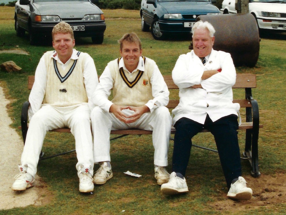 Left to right are Ian, Andy and John Gauler on the boundary at Tavistock <br>credit: Contributed