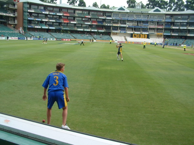 Kris Davis 2002 fields for Adam Gilchrist at the Wanderers Stadium in Johannesburg Kris Davis 2002 fields for Adam Gilchrist at the Wanderers Stadium in Johannesburg
