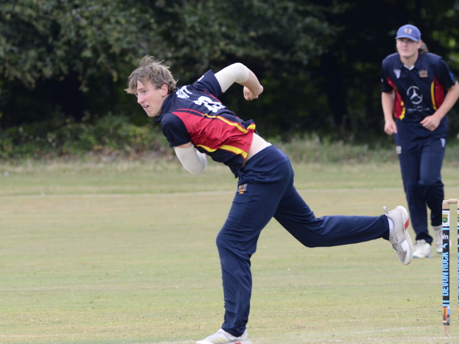 Exeter's Josh Nott hurls down a delivery in the win over Heathcoat