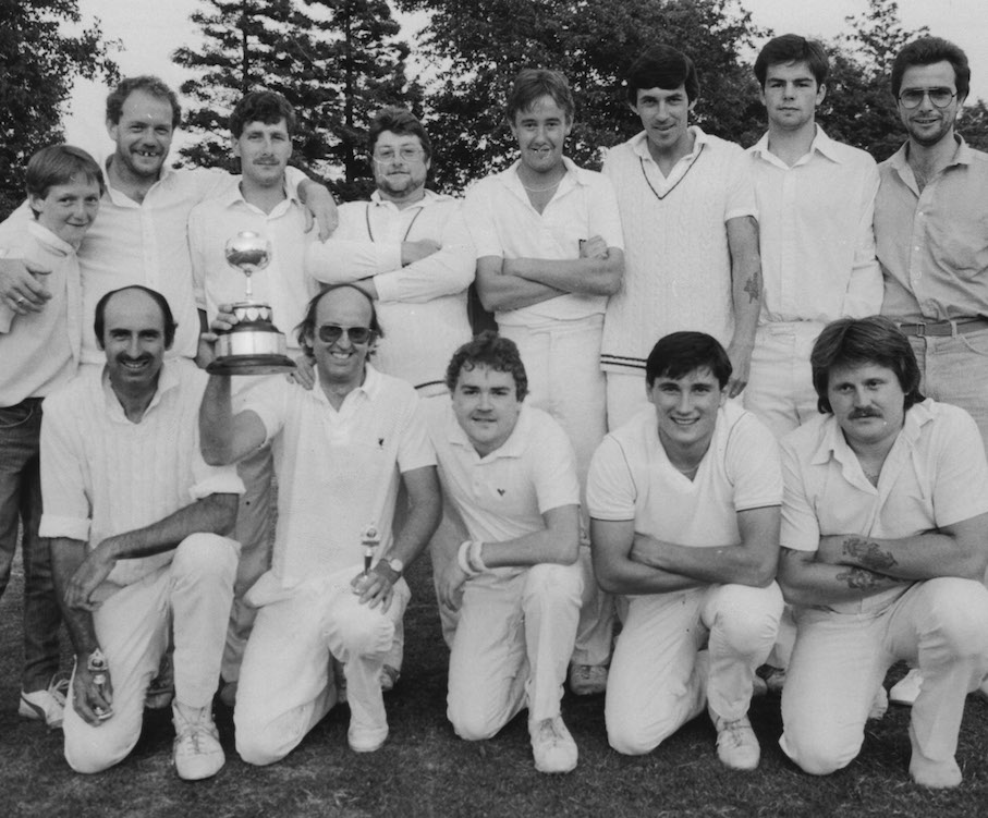 Babbacombe's 1984 cup-winning team. Man of the match Sean Jarman is third from the left in the back row