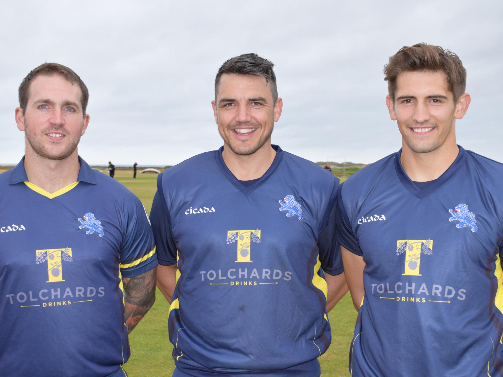 Left to right are North Devon trio Josh King, Ed Yeo and Jack Popham, all of whom featured in the wins over Wales on their home ground