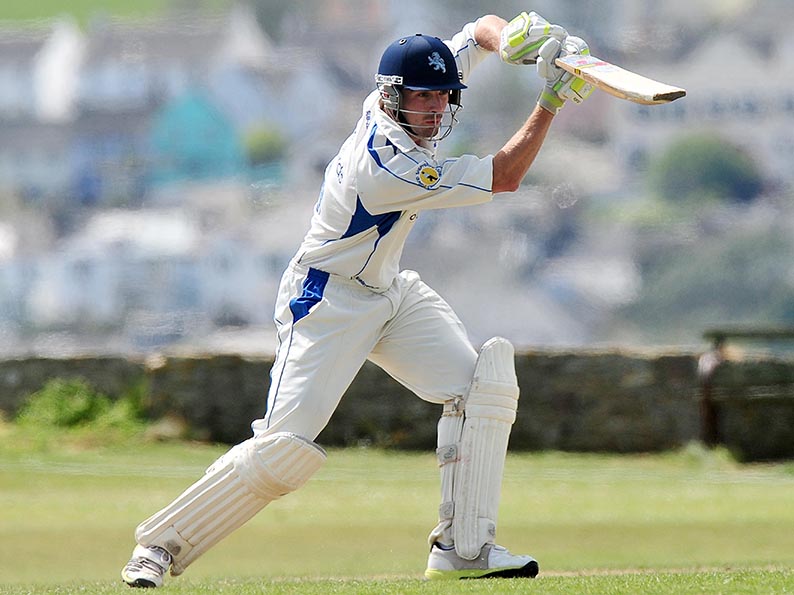 Josh Bess on his way to a half century against Dorset at Instow. Photo: Tom Sandberg www.ppauk.com
