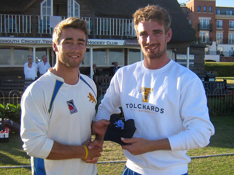 Zak Bess (left) receiving his Devon cap from brother Josh