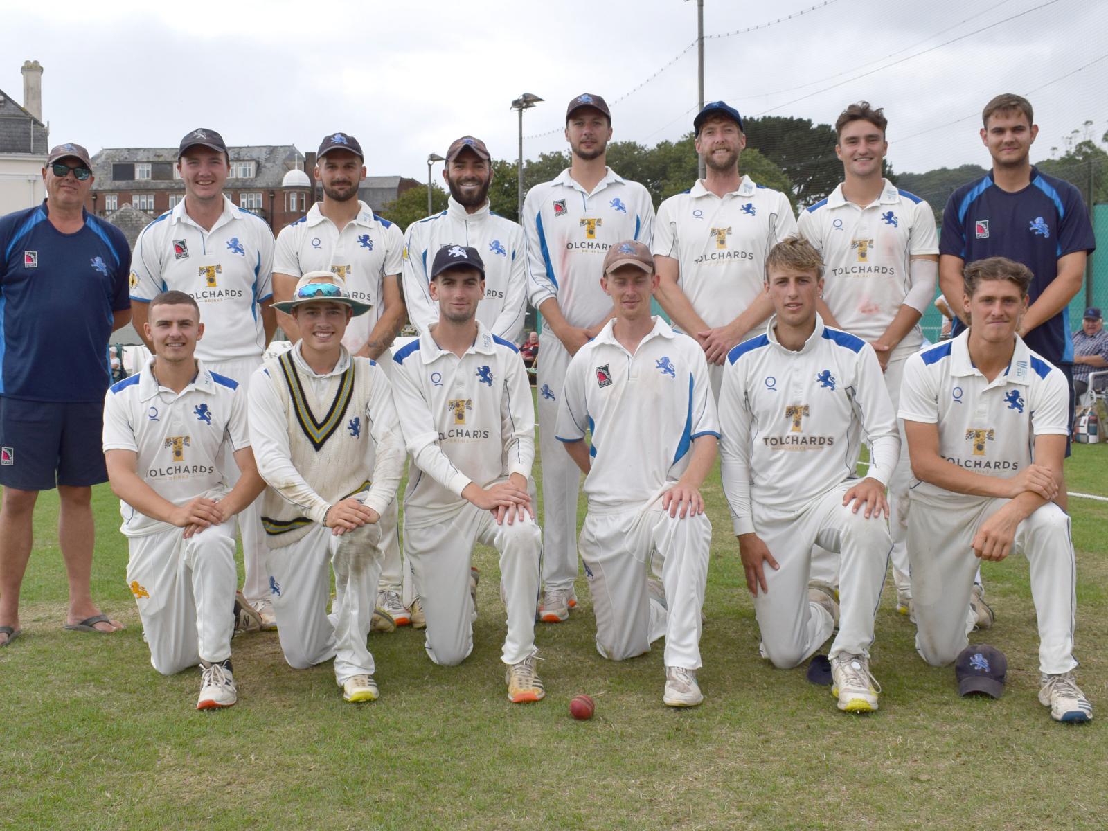 The Devon team that won promotion from Division Two West in 2022. Back (left to right): Tall, Skeemer, Goodey, Thompson, Whitlock, Haggett, Szymanski, Walliker; front: Beaumont, Small, Shepherd, Stephens, Horler, Hamilton<br>credit: Conrad Sutcliffe